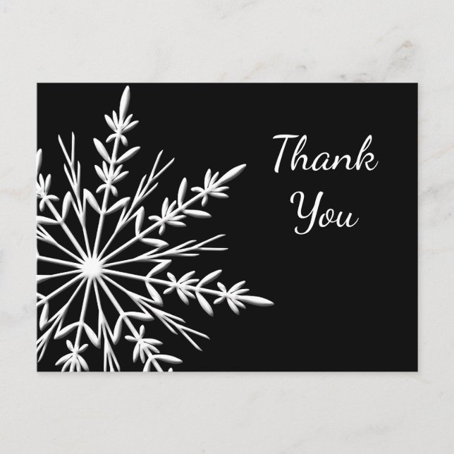 Schwarz-Weiß-Schneeflocken Winter Danke Postkarte (Vorderseite)