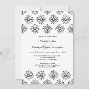 Schwarz + Weiß Schneeflocken Winterhochzeit Einladung
