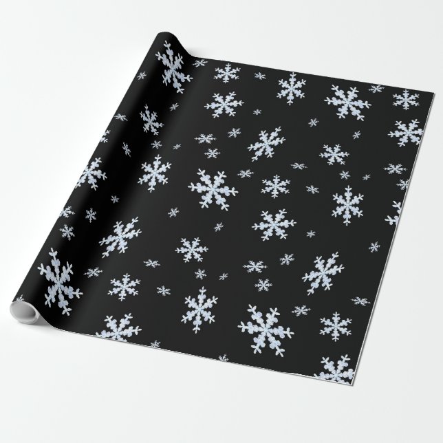 Schwarz-Weiß-Schneeflockenmuster Geschenkpapier (Ungerollt)