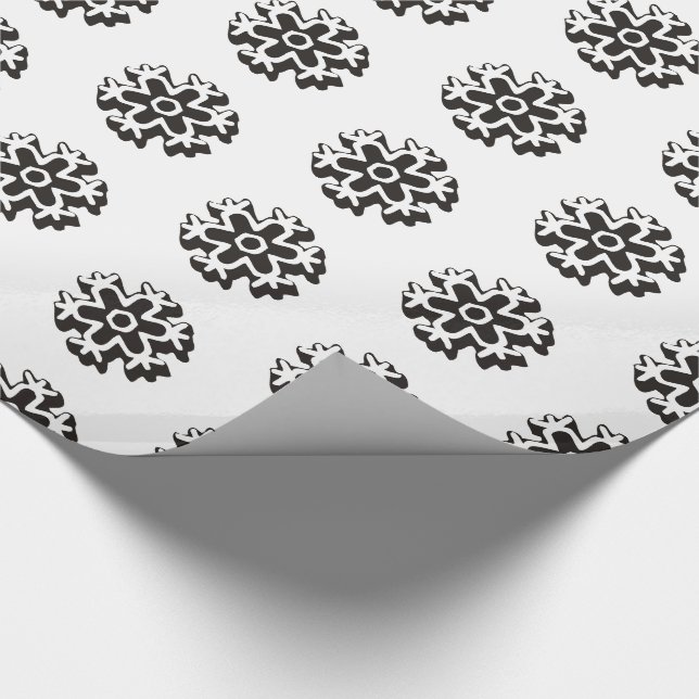 Schwarz-Weiß-Schneeflockenmuster Geschenkpapier (Ecke)