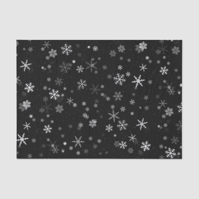 Schwarz-Weiß-Schneeflockenmuster Seidenpapier (Vorderseite)