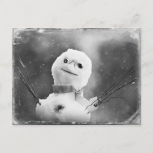 Schwarz-Weiß-Schneemann Postkarte