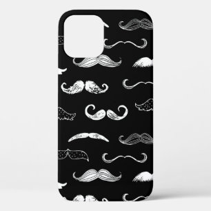 Schwarz-Weiß-Schnurrbart nahtloser Wiederholungs-H Case-Mate iPhone Hülle