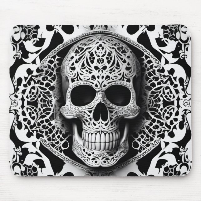 Schwarz-Weiß-Schnürsenkel Mousepad (Vorne)