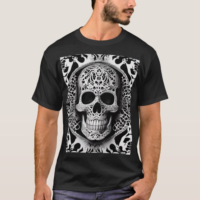 Schwarz-Weiß-Schnürsenkel T-Shirt (Vorderseite)