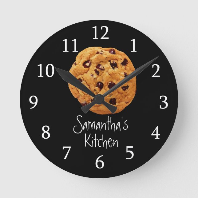 Schwarz-Weiß-Schokolade-Chip Küche Runde Wanduhr (Vorderseite)