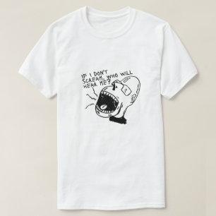 Schwarz-Weiß-Schrei-Gesicht-Grafik-T-Shirt T-Shirt