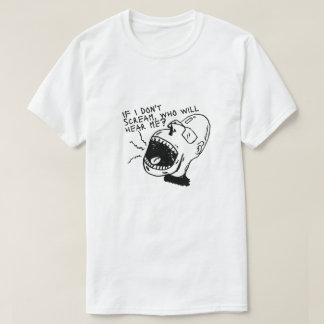 Schwarz-Weiß-Schrei-Gesicht-Grafik-T-Shirt T-Shirt