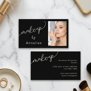 Schwarz Weiß Schrift Foto Make-up Visitenkarte