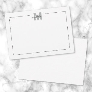 Schwarz Weiß Schrift Kalligrafie Name Monogramm Mitteilungskarte
