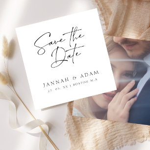 Schwarz-Weiß-Schrift-Typografie-Foto-Hochzeit Save The Date