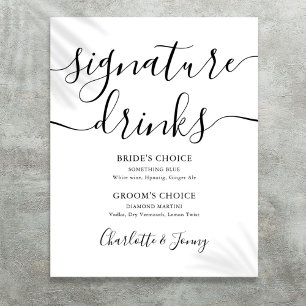 Schwarz-Weiß-Schriftzug für Signature-Drinks-Schil Poster