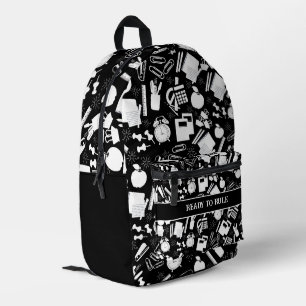Schwarz-Weiß-Schulmaterial Bedruckter Rucksack