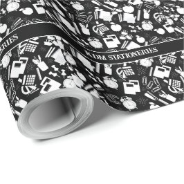 Schwarz-Weiß-Schulmaterial Geschenkpapier