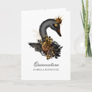 Schwarz-Weiß-Schwan-Quinceañera-Foto Einladung