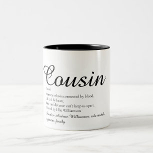 Schwarz-Weiß-Script Cool Cousin Definition Zweifarbige Tasse