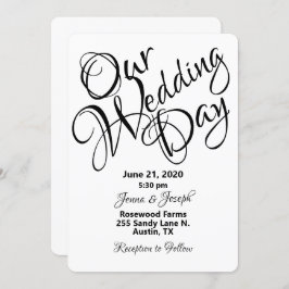 Schwarz-Weiß-Script-Hochzeit Einladung