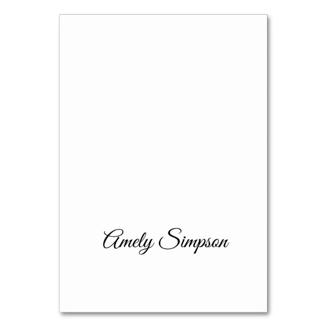 Schwarz-Weiß-Script-Hochzeiten-Platzkarten Tischnummer (Vorderseite)