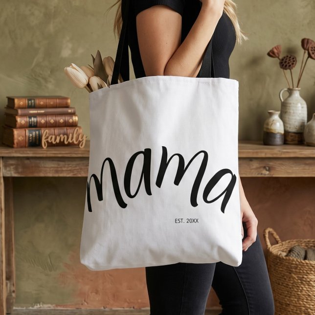 Schwarz-Weiß-Script Mama Established Elegant  Tasche (Von Creator hochgeladen)