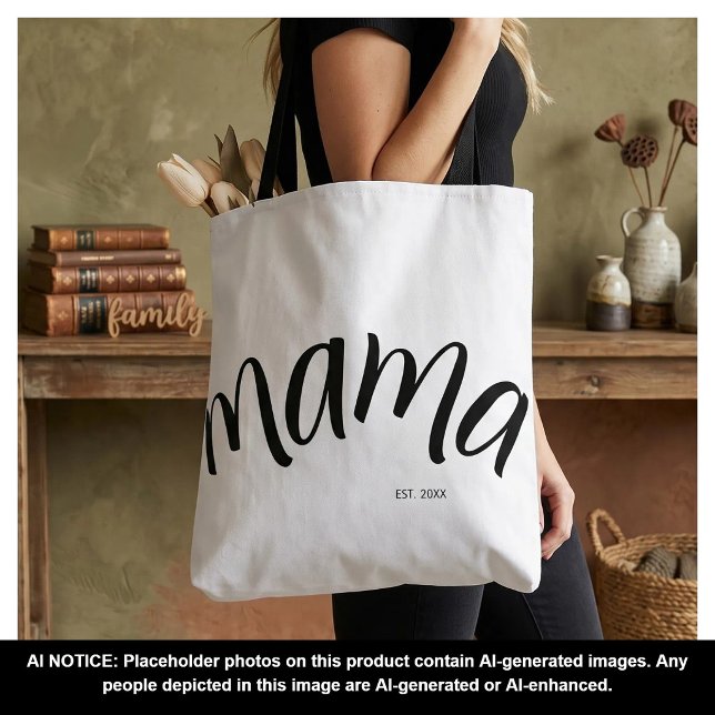 Schwarz-Weiß-Script Mama Established Elegant  Tasche (Von Creator hochgeladen)