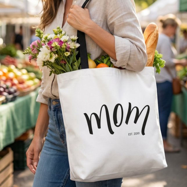 Schwarz-Weiß-Script Mom Established Elegant  Tasche (Von Creator hochgeladen)