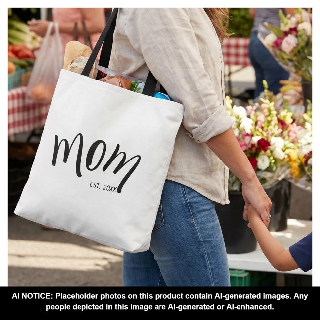 Schwarz-Weiß-Script Mom Established Minimal  Tasche (Von Creator hochgeladen)