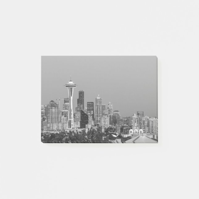 Schwarz-Weiß-Seattle-Stadt Post-it Klebezettel (Vorderseite)