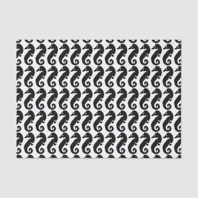 Schwarz-Weiß-Seepferd Seidenpapier (Vorderseite)