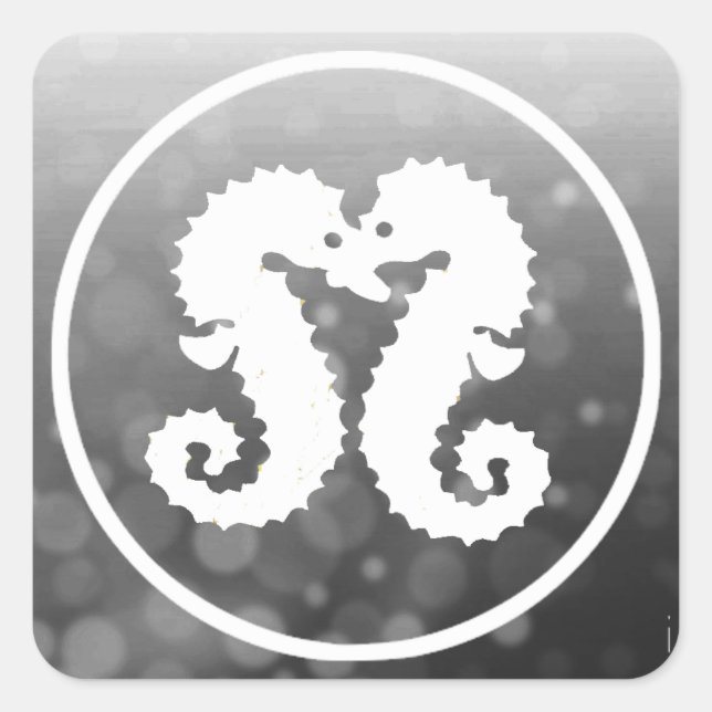 Schwarz-Weiß-Seepferde Küssen Sticker (Vorderseite)