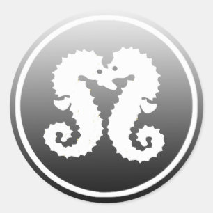 Schwarz-Weiß-Seepferde Küssen Sticker
