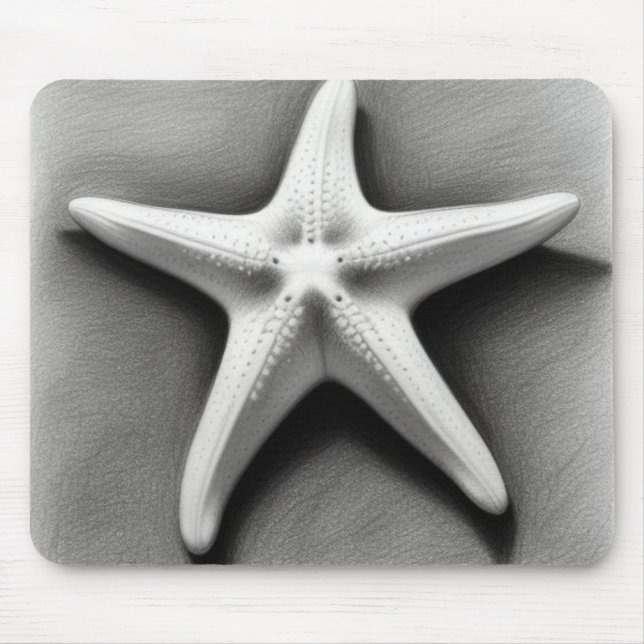 Schwarz-Weiß-Seestern Mousepad (Vorne)
