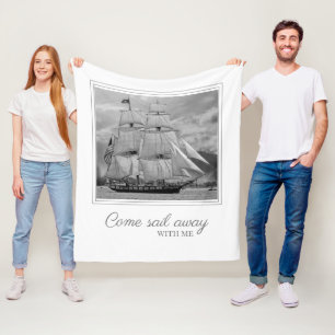 Schwarz Weiß Segelschiff Schooner Segel Ab Fleecedecke