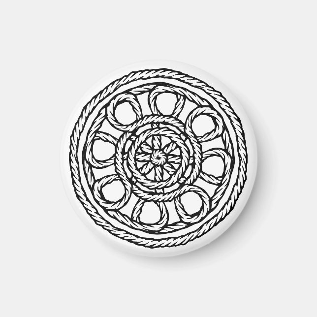 Schwarz-Weiß-Seil-Knoten keltischer Kreismagnet Magnet (Vorne)
