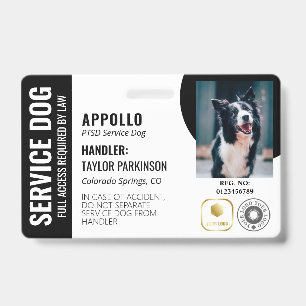 Schwarz Weiß Servicehund 2 Logos & Foto-ID Ausweis