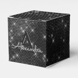 Schwarz-Weiß-Shimmer-Monogramm - Name hinzufügen Geschenkschachtel
