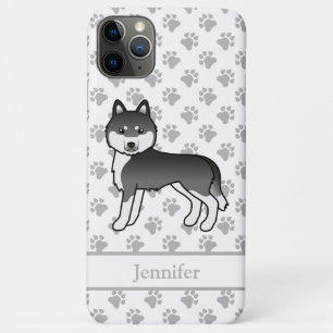 Schwarz-Weiß-Sibirischer Husky-Cartoon-Hund und Na Case-Mate iPhone Hülle