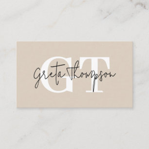 Schwarz-Weiß-Signatur-Name Monogramm Beige Visitenkarte