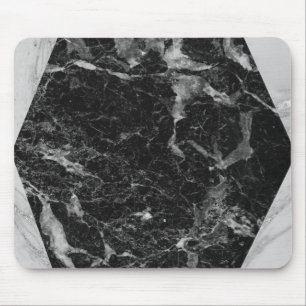Schwarz Weiß & Silber Marmor Modern Glam Mousepad