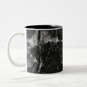 Schwarz Weiß & Silber Marmor Modern Glam Zweifarbige Tasse