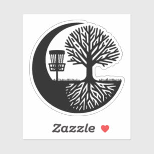 Schwarz-Weiß-Silhouette Disc Golf Aufkleber