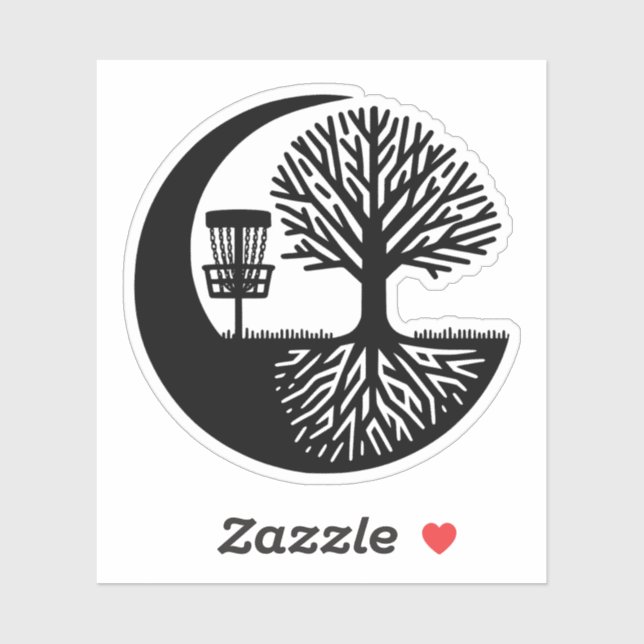 Schwarz-Weiß-Silhouette Disc Golf Aufkleber (Blatt)