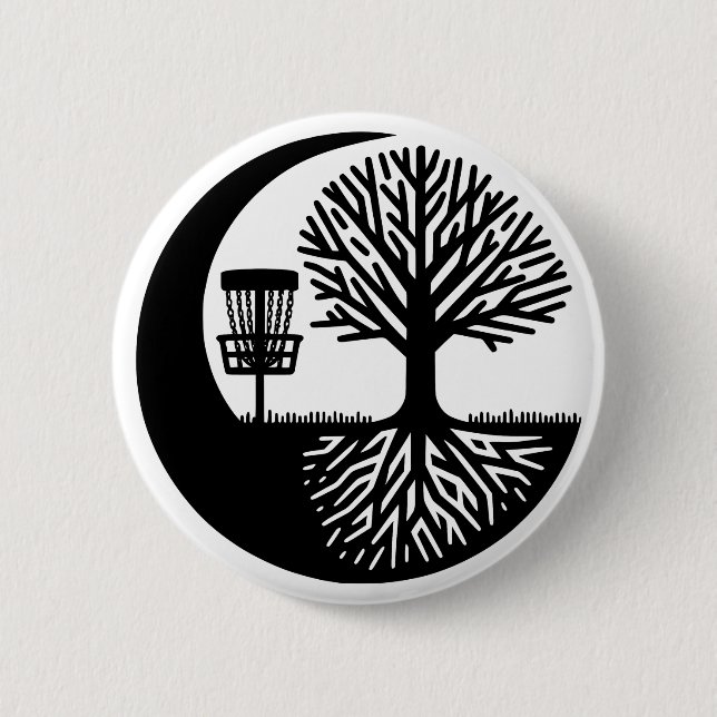 Schwarz-Weiß-Silhouette Disc Golf Button (Vorderseite)