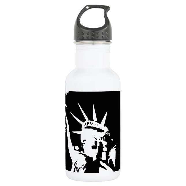 Schwarz-Weiß-Silhouette Trinkflasche (Vorderseite)