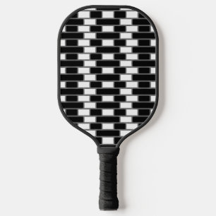 Schwarz-Weiß-Sillitoe-Tartan-Schachbrett Gemustert Pickleball Schläger