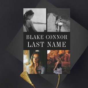 Schwarz-weiß Simple name Abschluss Foto Ankündigung