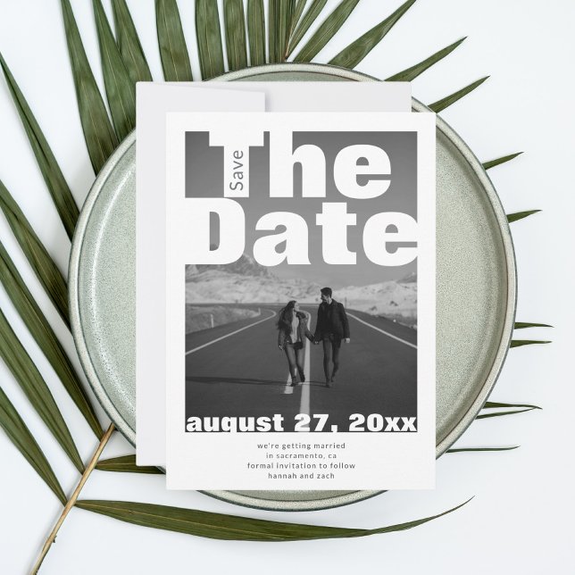 Schwarz-Weiß-Single Foto Moderne Hochzeit Save The Date (Von Creator hochgeladen)