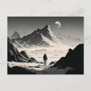 Schwarz-Weiß-Singletrail in den Wüstenbergen Postkarte