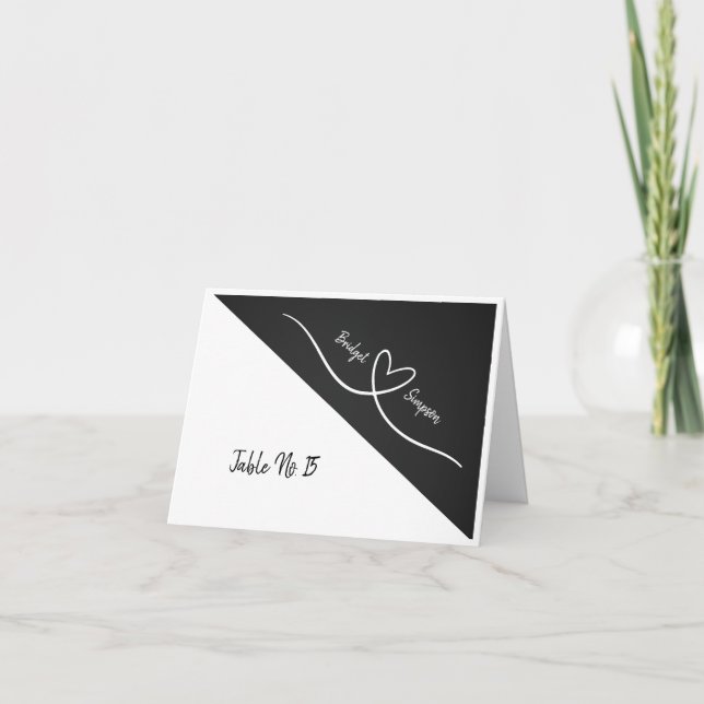 Schwarz-Weiß-Sitzkarten mit schlichter Eleganz Dankeskarte (Vorderseite)