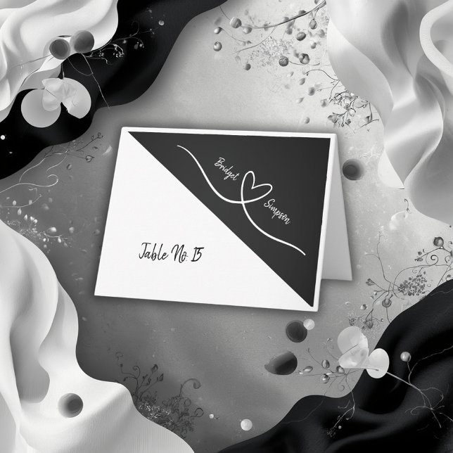 Schwarz-Weiß-Sitzkarten mit schlichter Eleganz Dankeskarte (Von Creator hochgeladen)