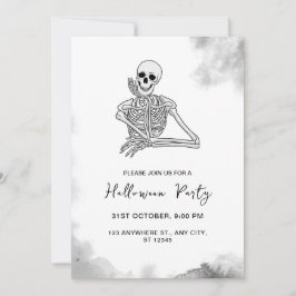 Schwarz-Weiß-Skelett-Halloween-Party Einladung